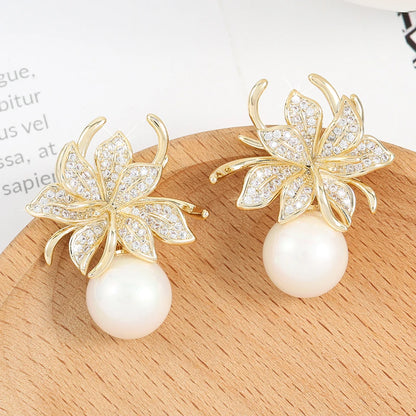 Boucles d'Oreilles Fleurs & Perles
