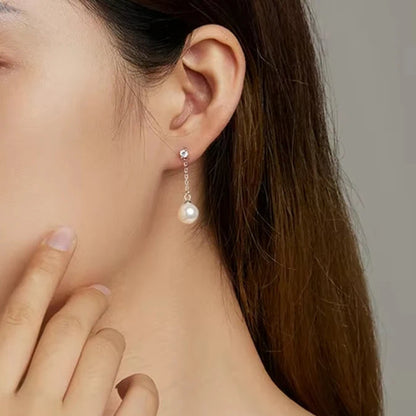 Boucle d'Oreille Perle de Culture Or Blanc