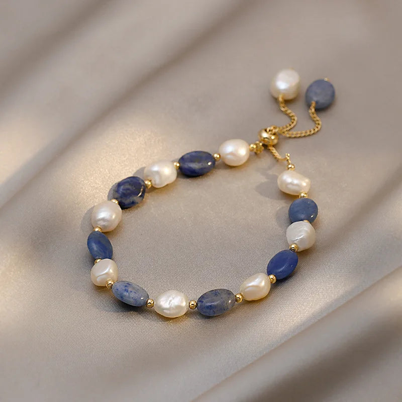 Bracelet perle bleu marine