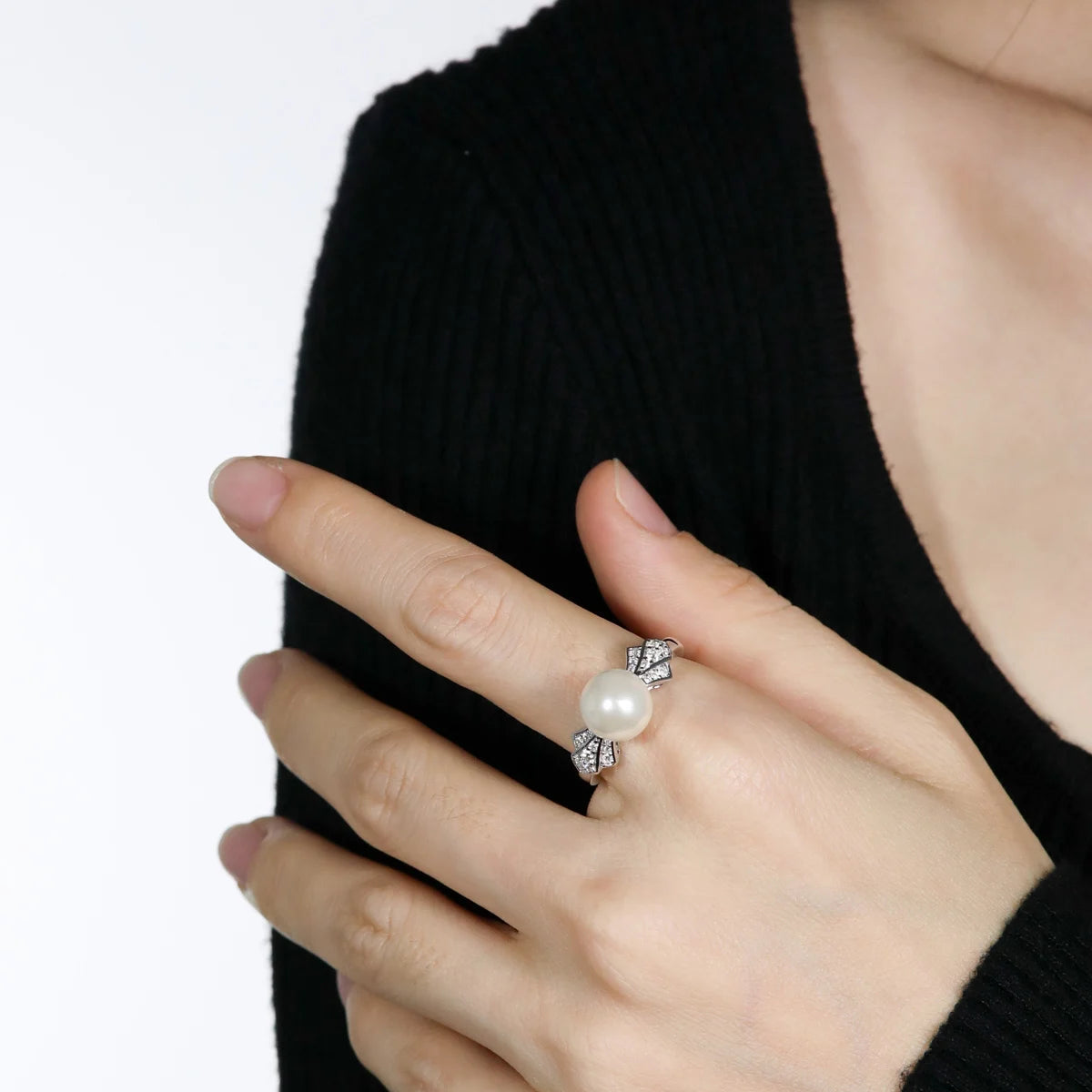 Bague Argent Perle Blanche