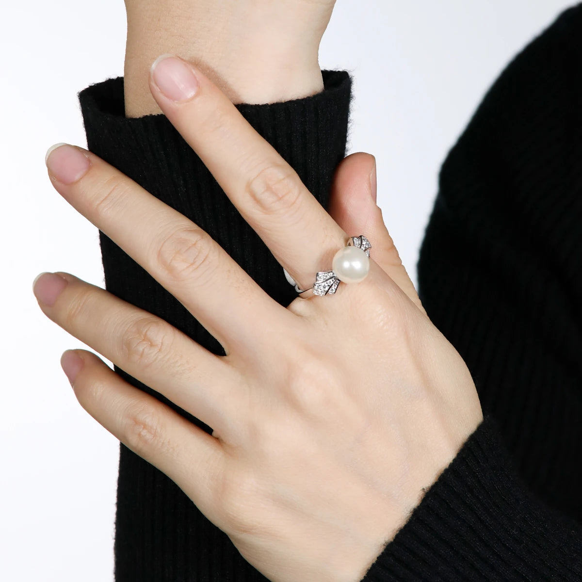 Bague Argent Perle Blanche