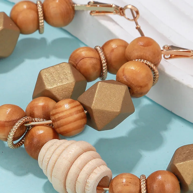 Boucle D'oreille Perle Bois