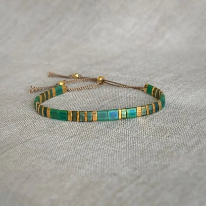 bracelet perle plate vert