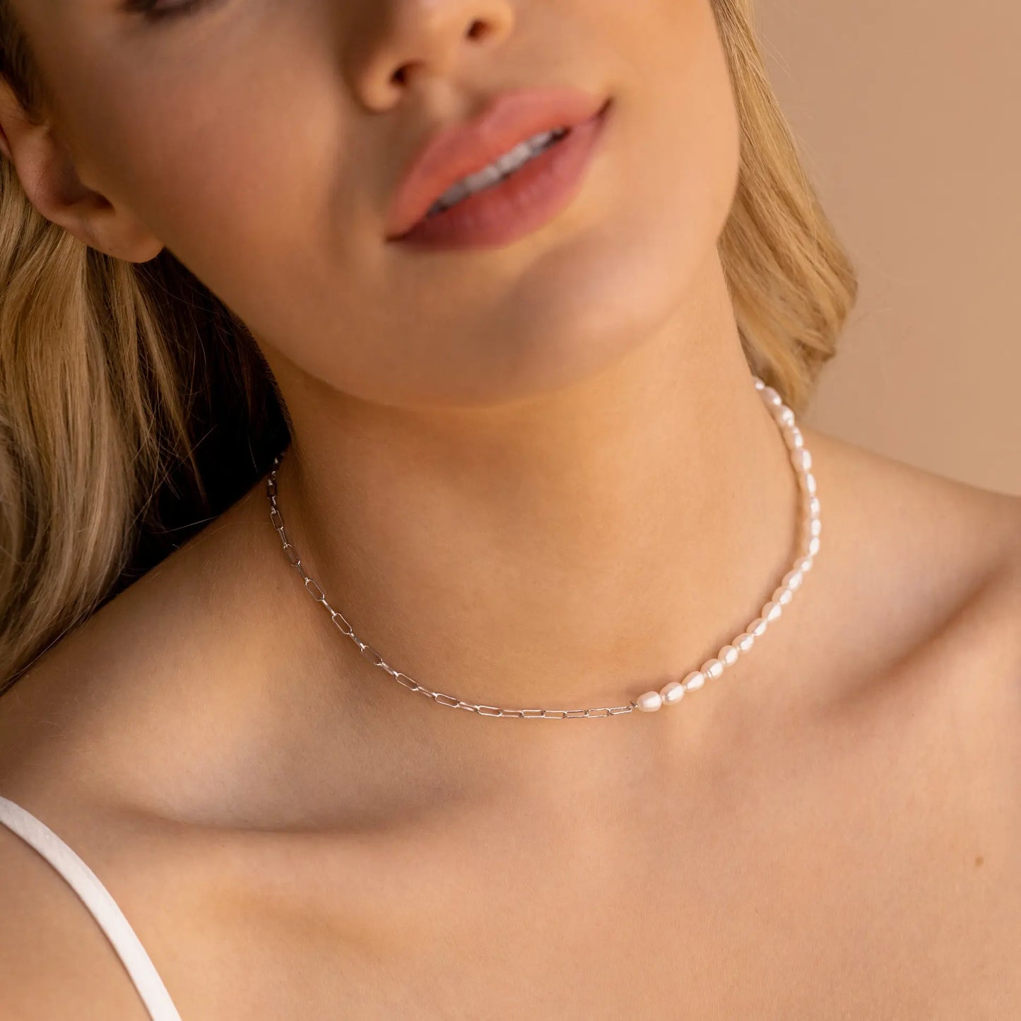 Collier Moitié Perle Moitié Chaine