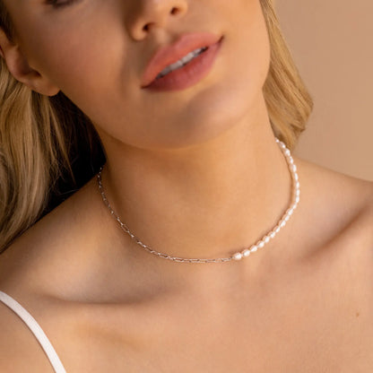 Collier Moitié Perle Moitié Chaine