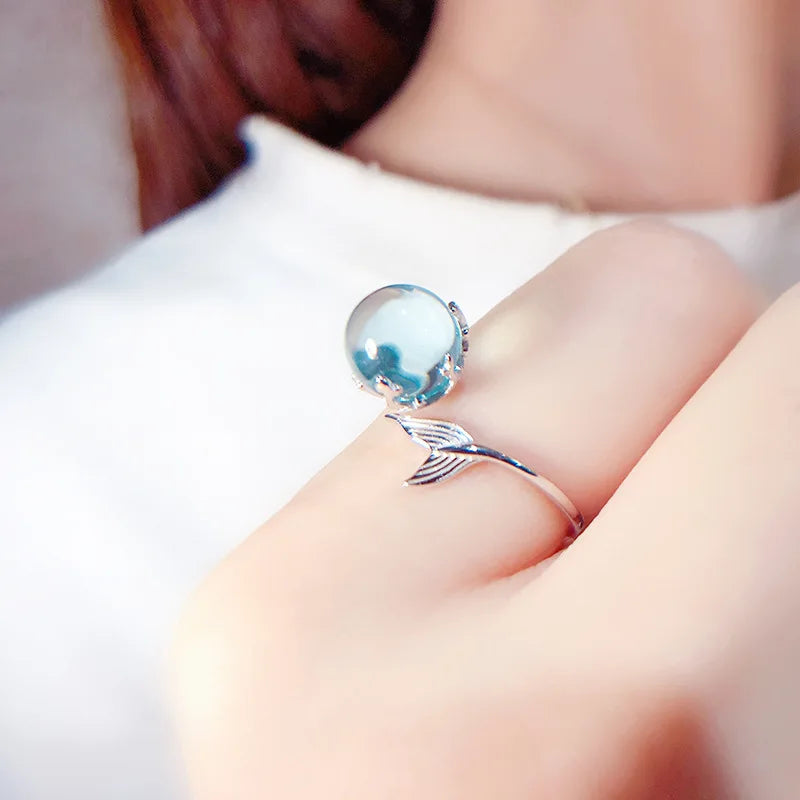 Bague avec Perle Bleu