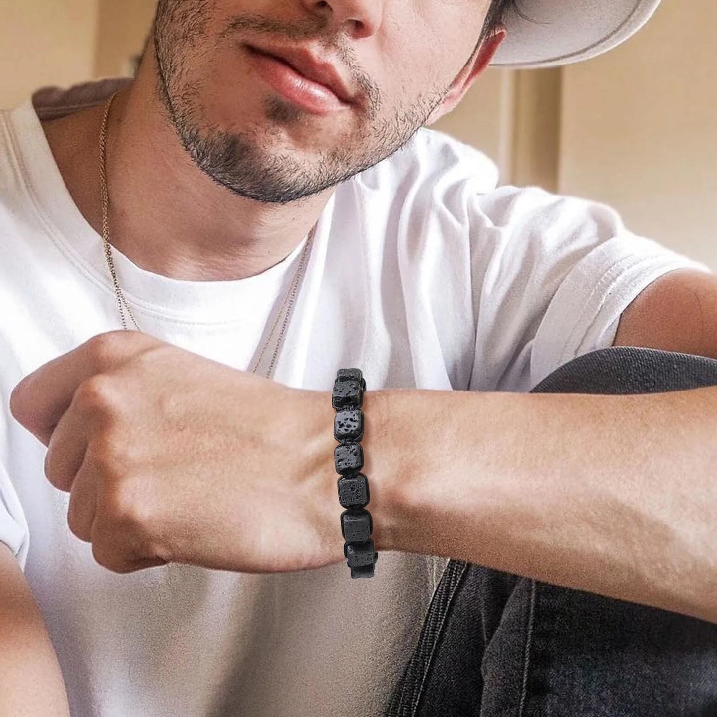 Bracelet Homme Perle Volcanique