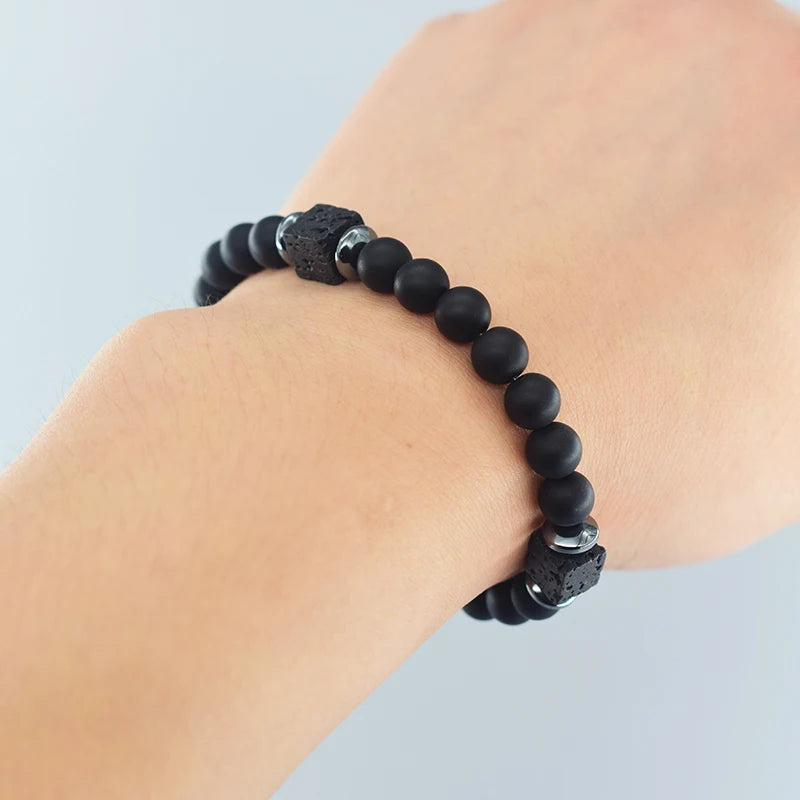 Bracelet Homme Perle Noir Mat