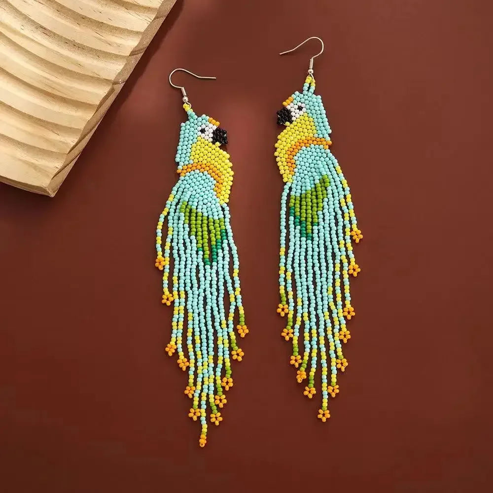 Boucles d'Oreilles Perroquet Perles