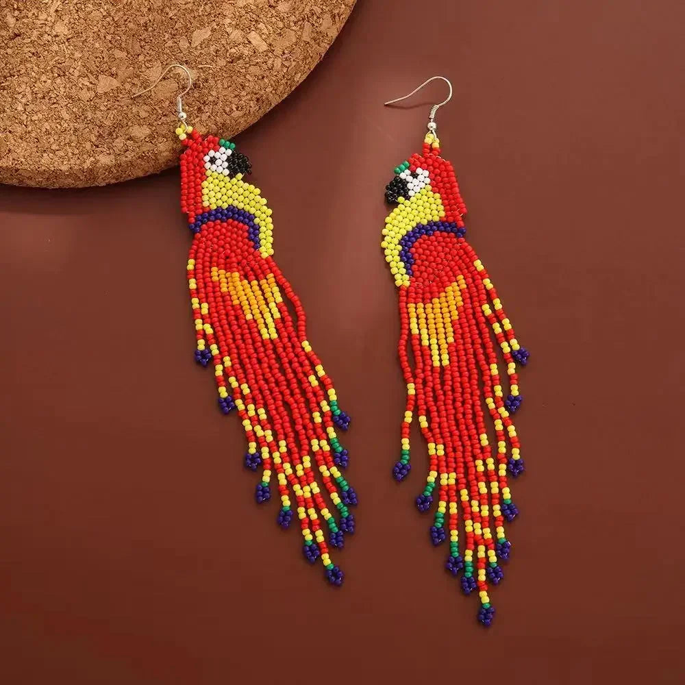 Boucles d'Oreilles Perroquet Perles