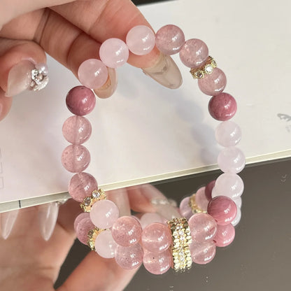 Bracelet Perle Quartz Rose