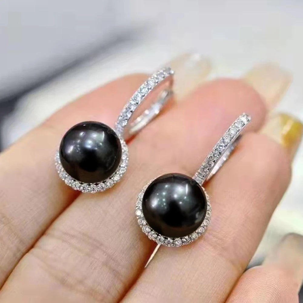 Boucle d'Oreille Perle Noire Fantaisie