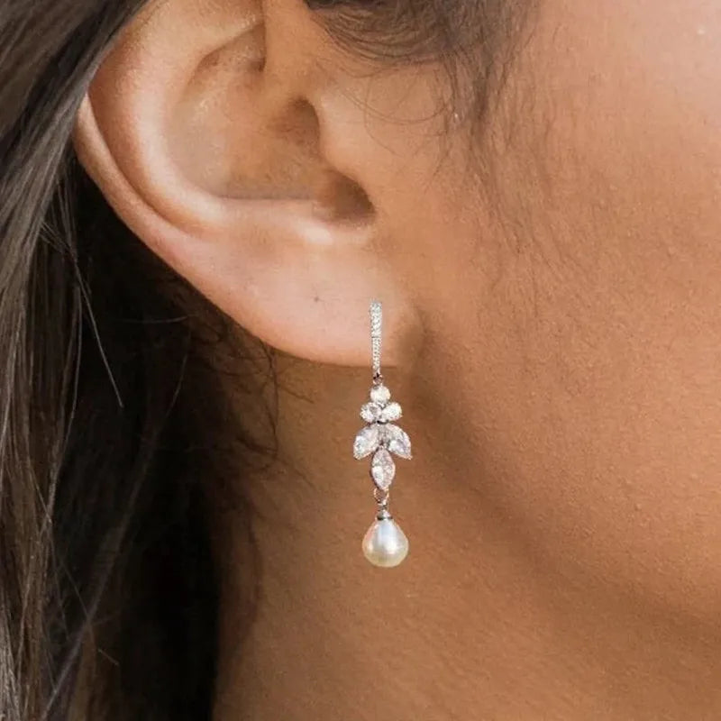 Boucles d'Oreilles Perles Pendantes Fantaisie
