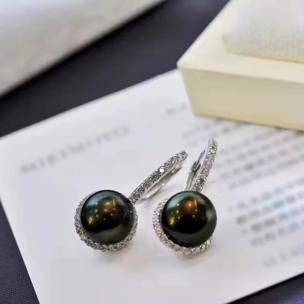 Boucle d'Oreille Perle Noire Fantaisie