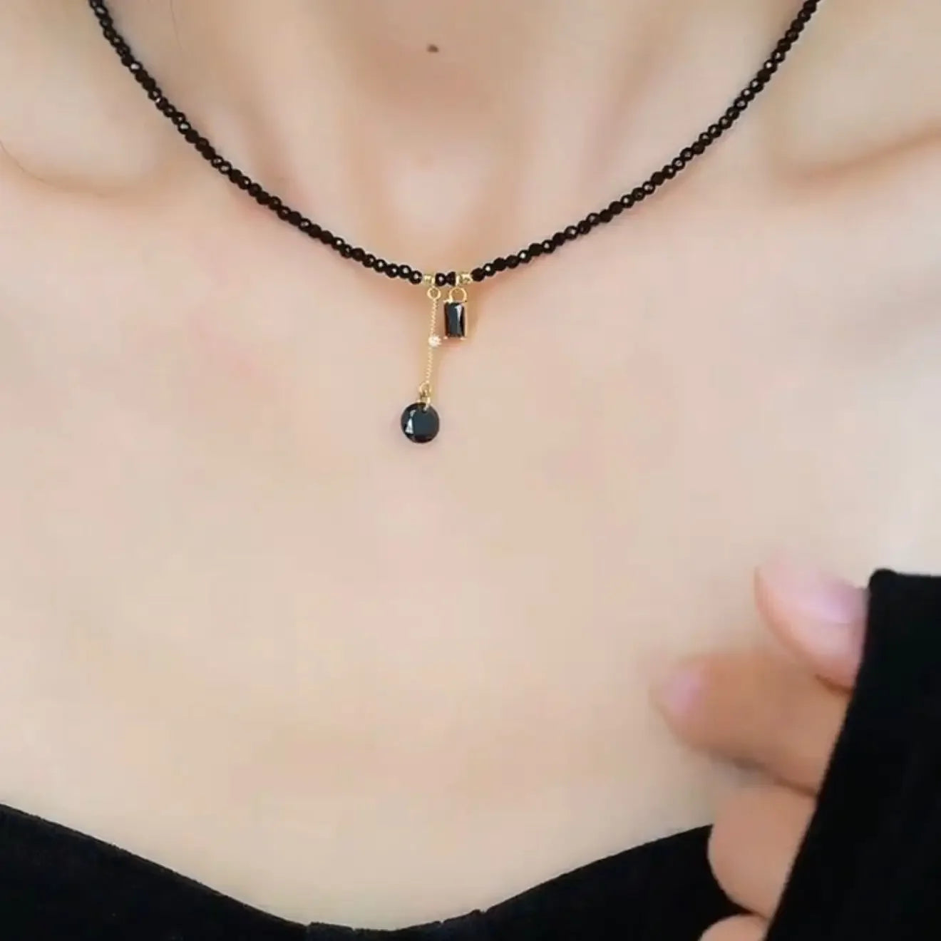 Collier en Perles Cristal Noir