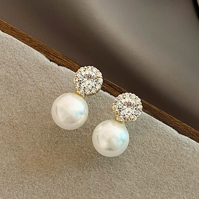 Boucle d'Oreille Perle et Brillant