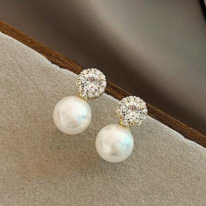 Boucle d'Oreille Perle et Brillant