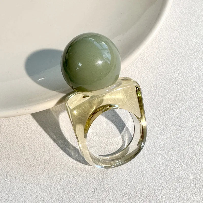 Bague Transparente avec Perle