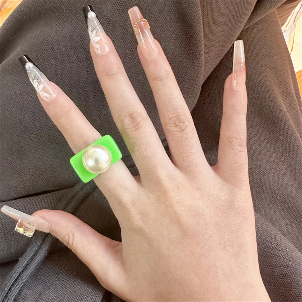 Bague Perle Resine