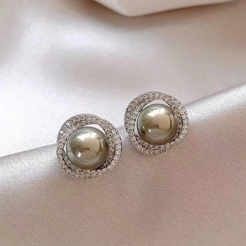 Boucle d'Oreille Perle Grise