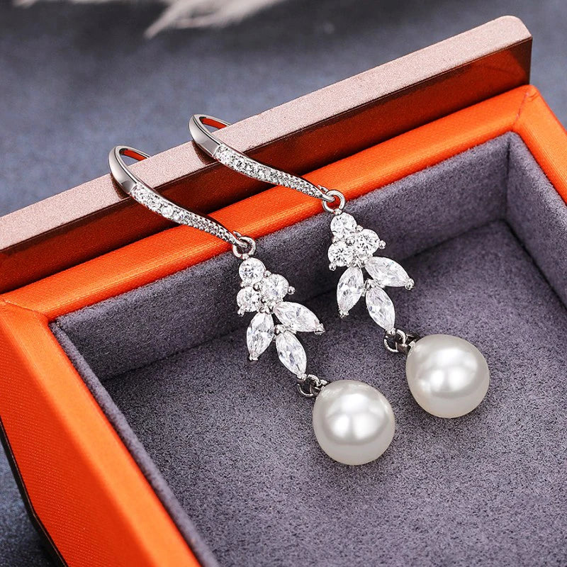 Boucles d'Oreilles Perles Pendantes Fantaisie
