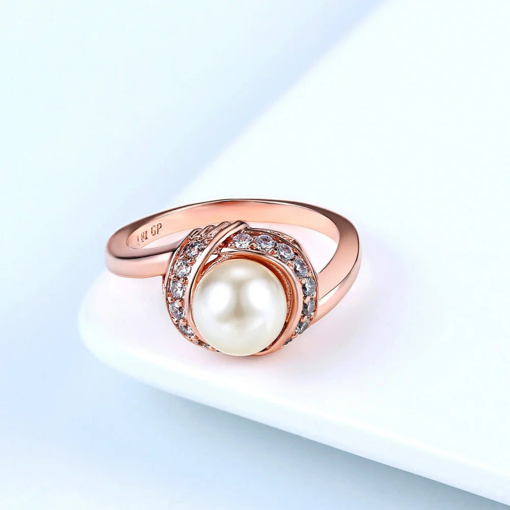 Bague Or Rose et Perle