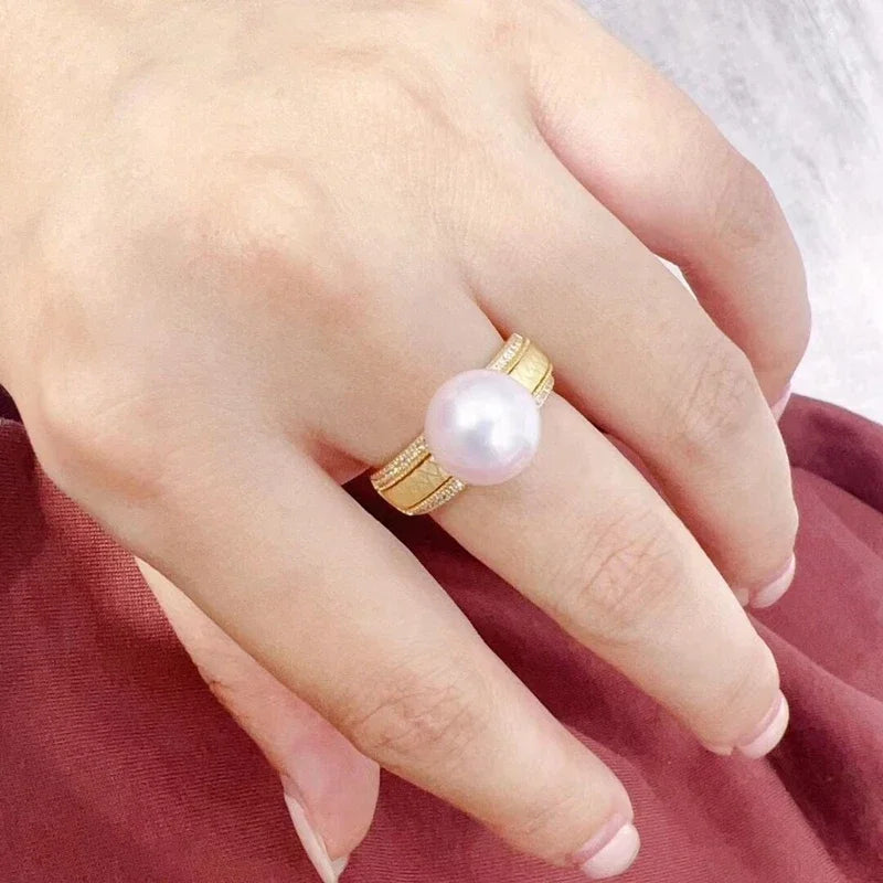 Bague Or Perle de Culture Blanche