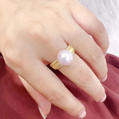 Bague Or Perle de Culture Blanche