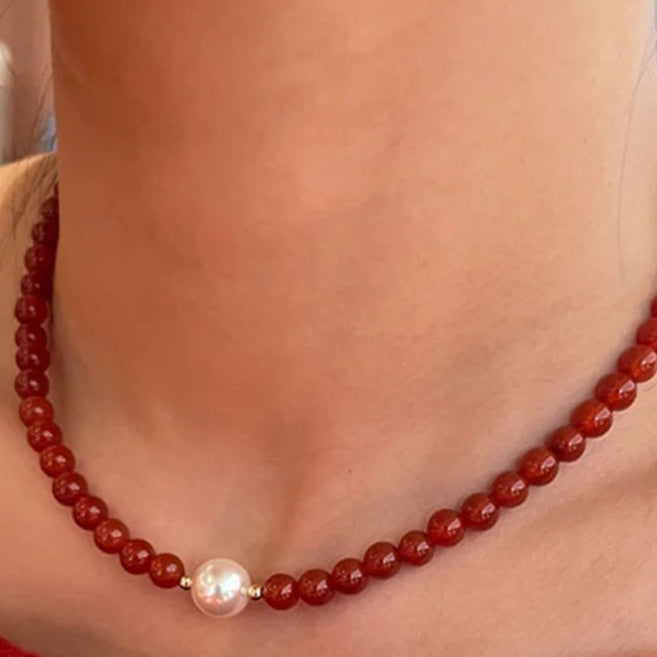 Collier Perles Rouge