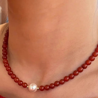 Collier Perles Rouge