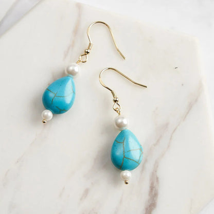 Boucle d'Oreille Perle Bleu