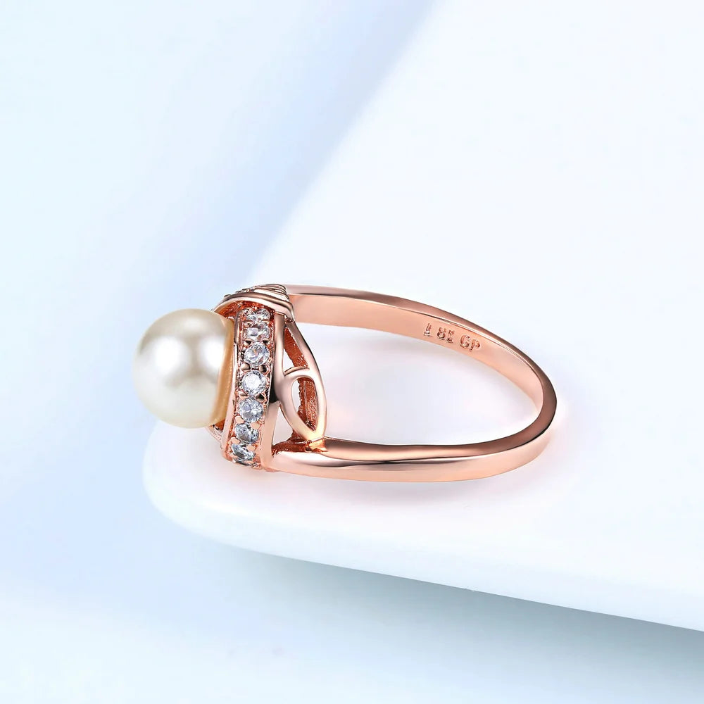Bague Or Rose et Perle