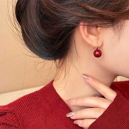 Boucle d'Oreille Perle Rouge