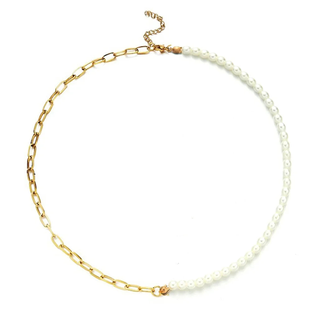 Collier Moitié Perle Moitié Chaine