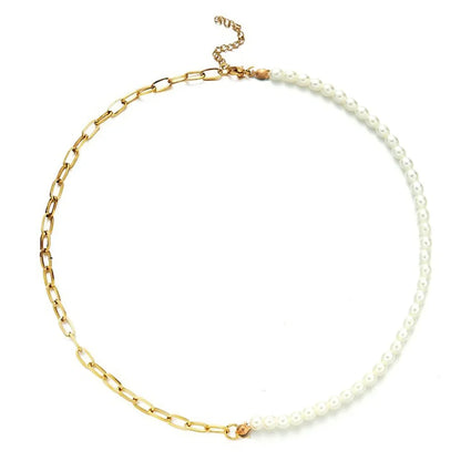 Collier Moitié Perle Moitié Chaine