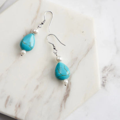 Boucle d'Oreille Perle Bleu
