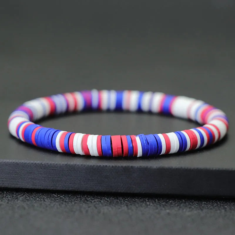 Bracelet Perle Bleu Blanc Rouge