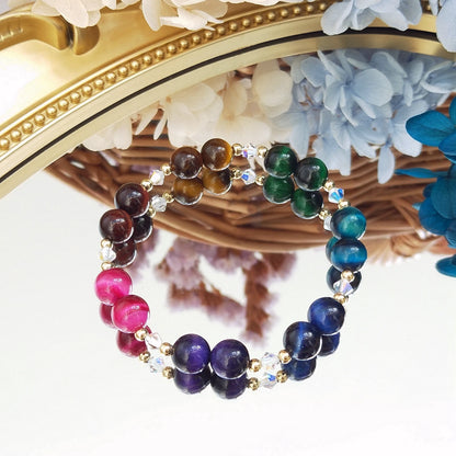 Bracelet Or et Perles de Couleur
