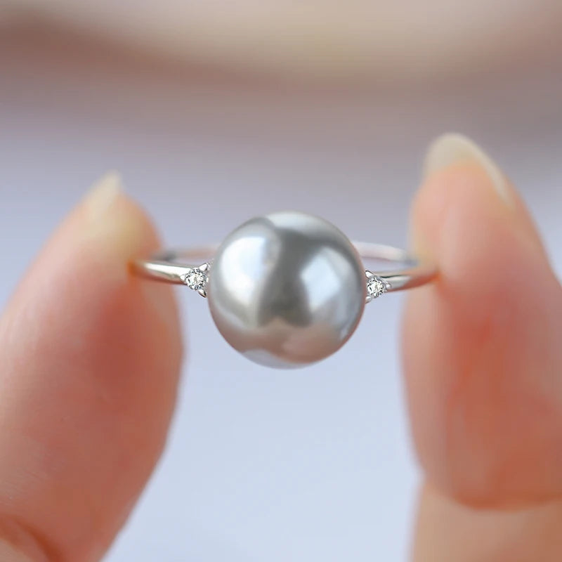 Bague Perle de Culture Grise