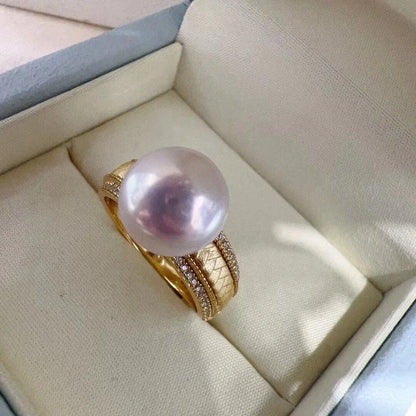 Bague Or Perle de Culture Blanche