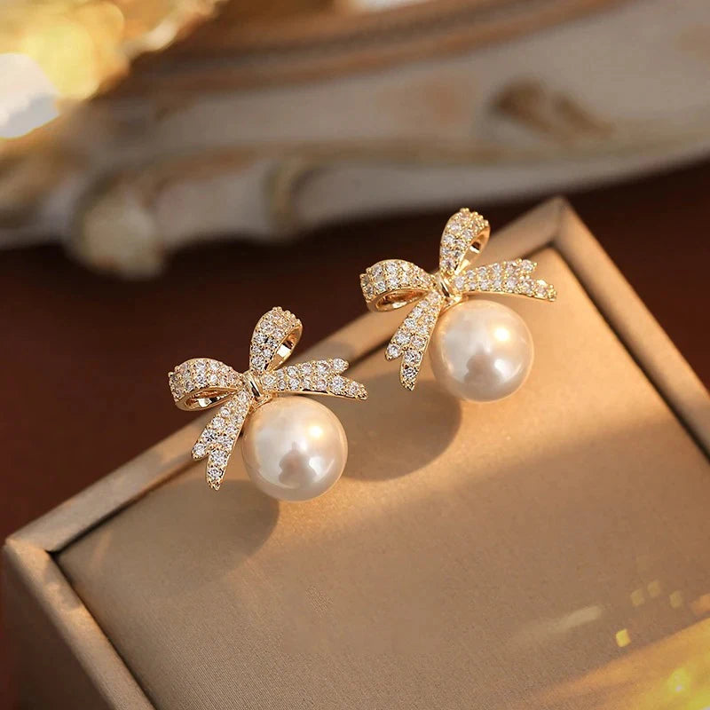 Boucle d'Oreille Noeud Perle