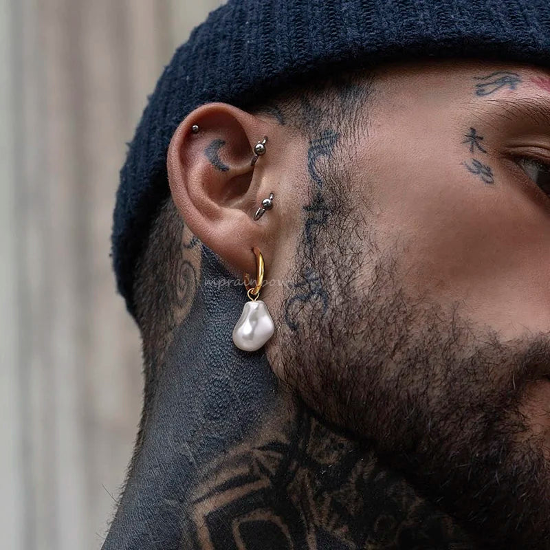 Boucle d'Oreille Homme Perle