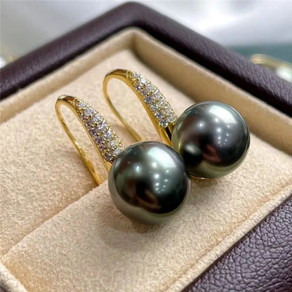 Boucle d'Oreille Perle d'Eau Douce Noire