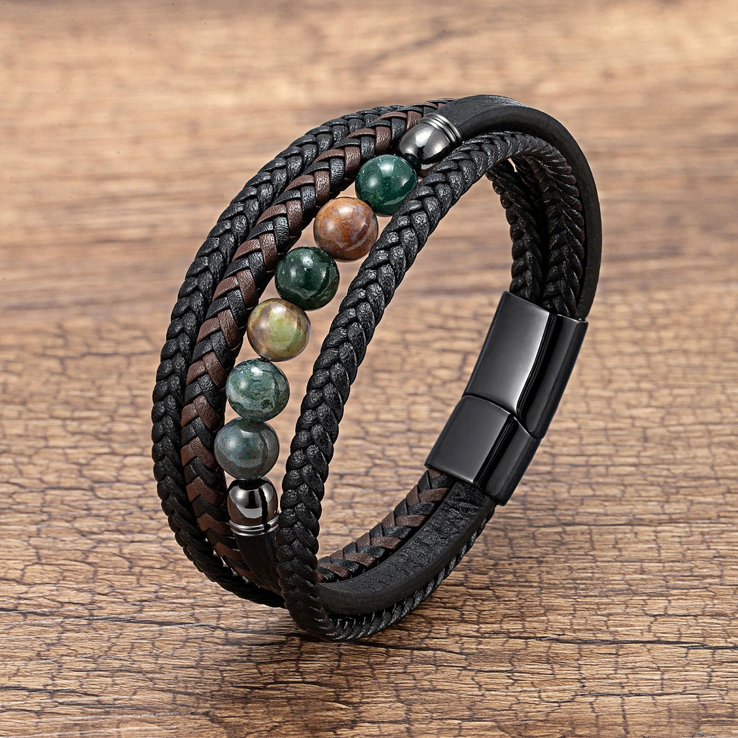 Bracelet Homme Cuir et Perle