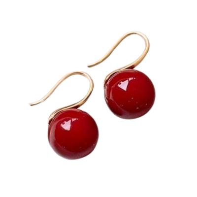 Boucle d'Oreille Perle Rouge