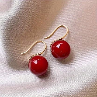 Boucle d'Oreille Perle Rouge