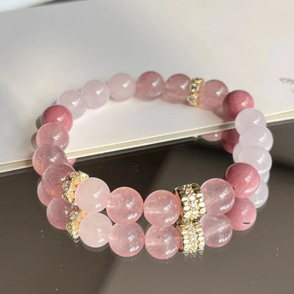 Bracelet Perle Quartz Rose