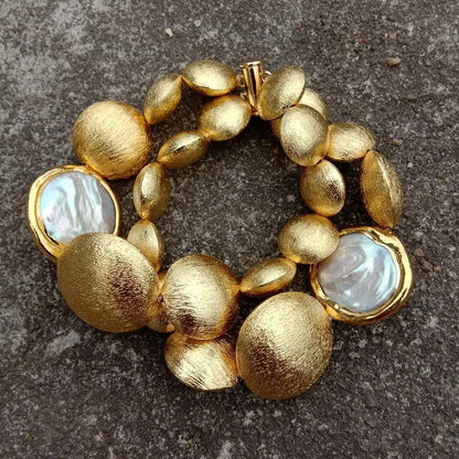 Bracelet Perle Blanche et Or