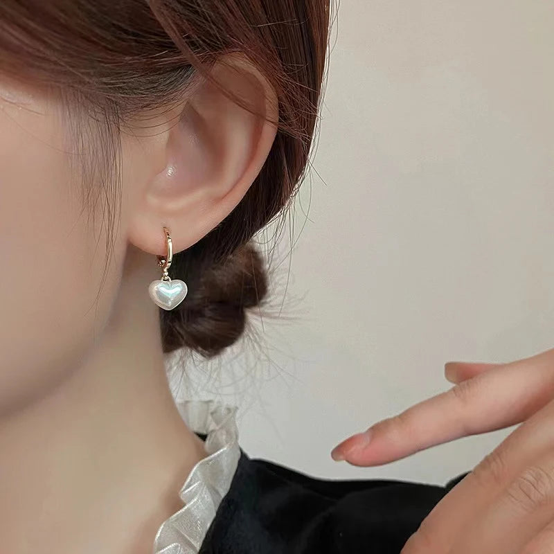 Boucle d'Oreille Coeur Perle