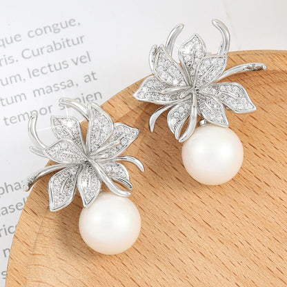 Boucles d'Oreilles Fleurs & Perles